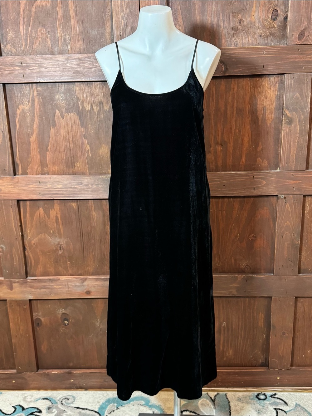 ATM Anthony Thomas Melillo Black Velvet Slip Maxi Dress